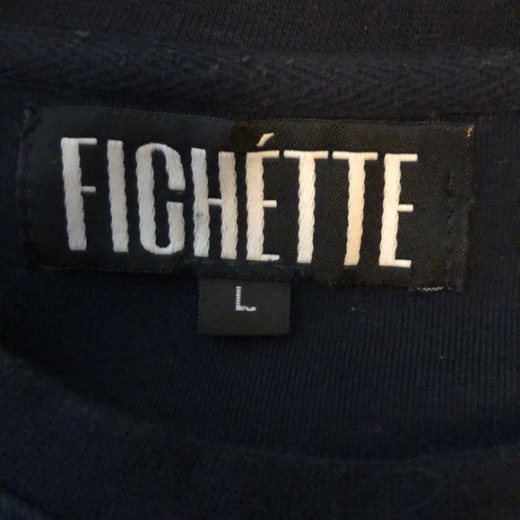 Fichette Sweatshirt Navy Front Pockets Side Zip SZ L - Picture 6 of 8